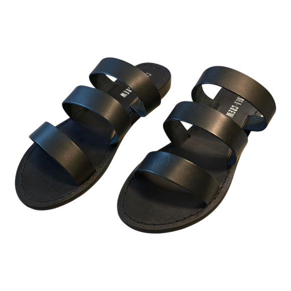 Chelsea Crew Trigg Leather Slide Sandal Womens Size 7 Black Vacation Beach NIB - Picture 3 of 11